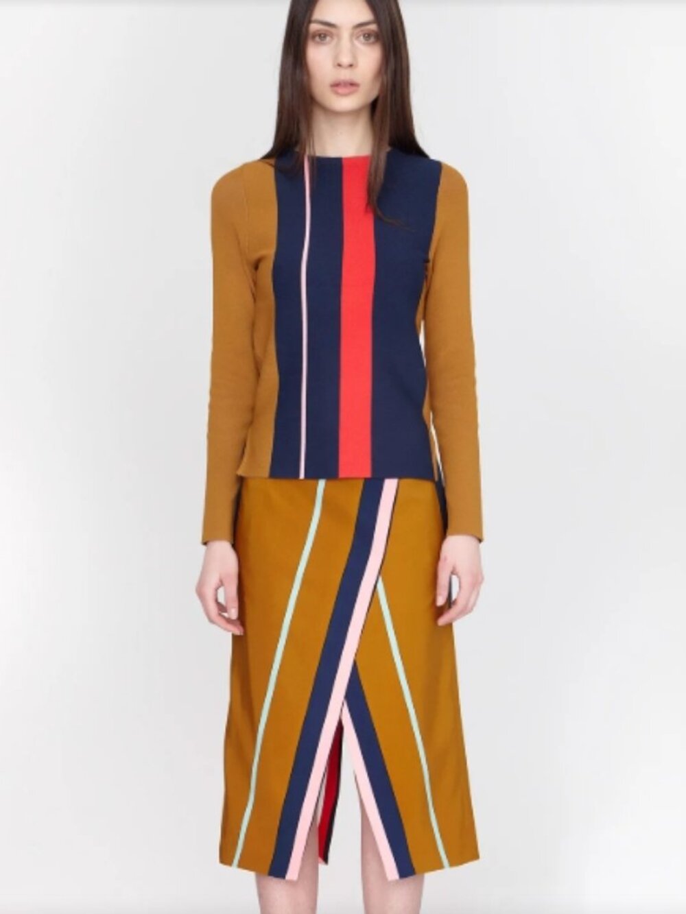 NWOT Pre-fall 2014 Vogue APIECE APART Striped Neutrals Sweater Blouse S $250